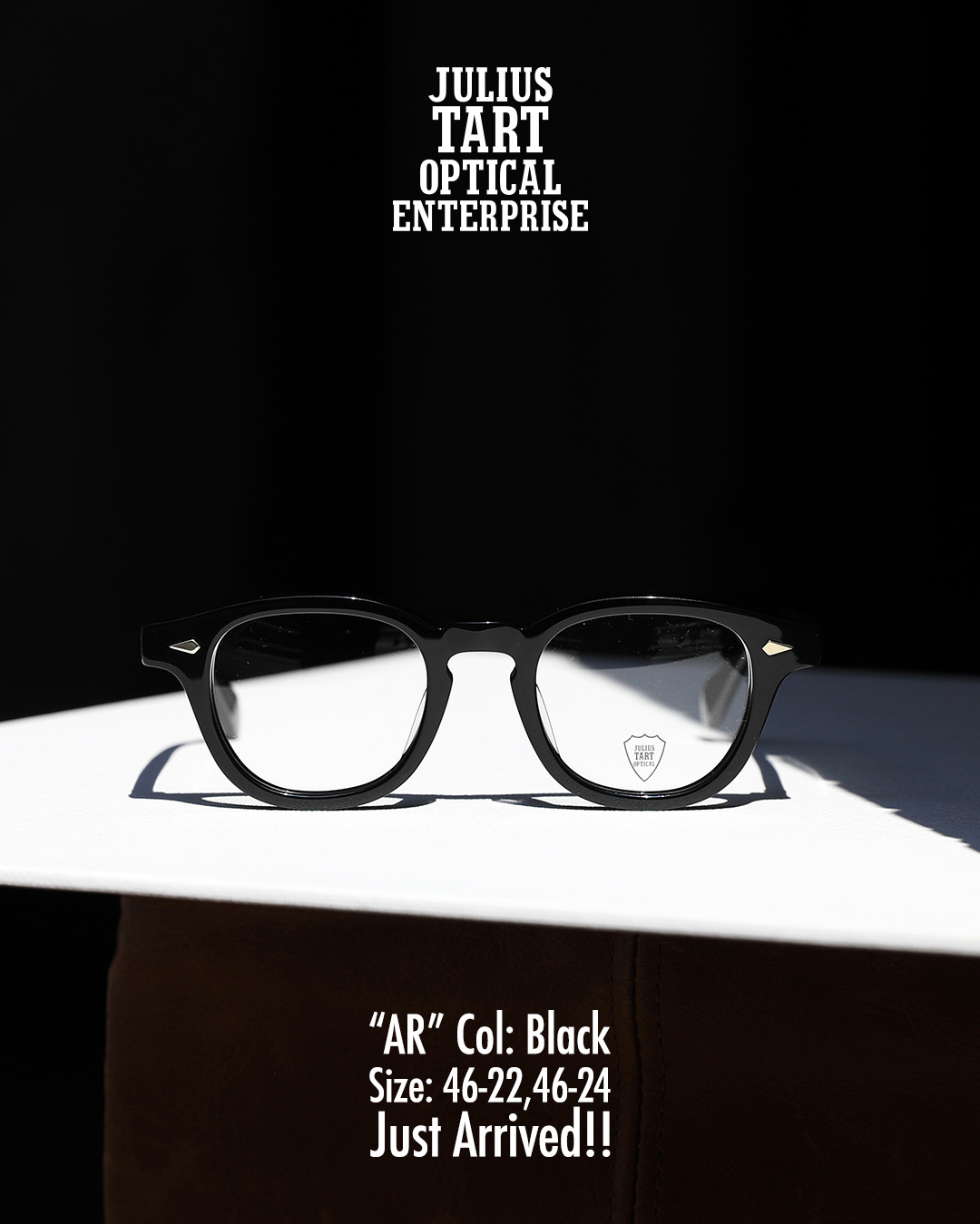 JULIUS TART OPTICAL】 ” AR ” Col: Black / Size: 46-22 & 46-24 –  渋谷のメガネ・サングラス｜クラインアイウェア